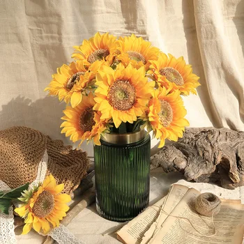 1/10pcs Sončnično Dekoracijo Umetnih Šopek rož Realne Svile Marjetice Darilo za Domov DIY Cvetlični Aranžma svate