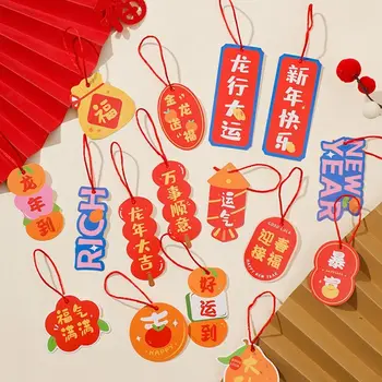 16pcs/nastavite Enostavno Visi Novo Leto Blagoslov Obesek Papir Kitajski Slog Fortune Drevo Ornament Z vrvica za opaljivanje tega