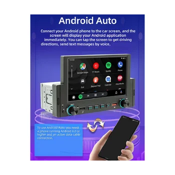 1Din 6.2 Palčni Zaslon CarPlay Android-Auto Avto Radio Stereo Bluetooth MP5 Predvajalnik 2USB UKV-Sprejemnika Avdio Sistem Gostitelja