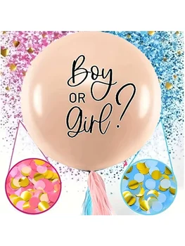 1PCS 36IN barve kože, modra, roza papir, ostanki spol razkrivajo balon, ki je primerna za otroka dobrodošli stranke, rojstni dan strank