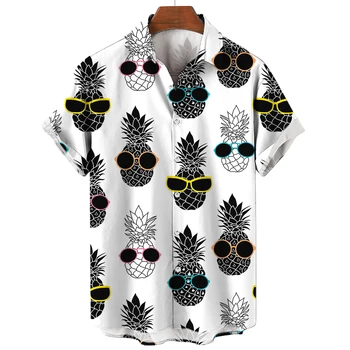 2023 Moške Srajce Hawaiian Tropskega Sadja Moških 3D Tiskanih Počitnice na Plaži Kratek Rokav Bluzo Harajuku 5xl Prevelik Vrhovi Majica Boy