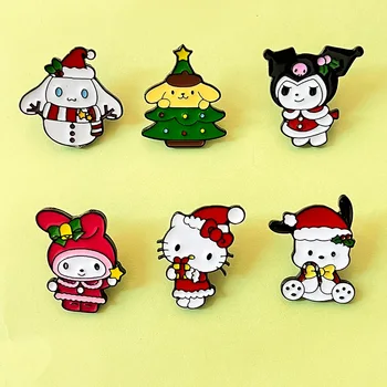Božič Sanrio Broška Hello Kitty Moja Melodija Cinnamoroll Kovinski Značko Anime Risanke Oblačila Torba Za Pribor Kawaii Okrasite