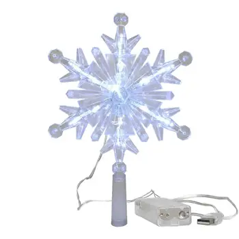 Božično Drevo Pokrivalo Osvetljena Z Bela Snežinka Projektor LED Glitter Osvetljeno Božično Drevo Okraski Za