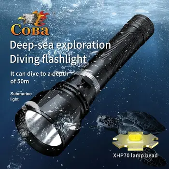 COBA Prenosni Visoke Moči LED Potapljaška Svetilka 26650 Baterije za ponovno Polnjenje Lučka Potop Luč na Prostem Luči, Svetlobe, Iskanje