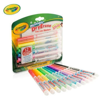 Crayola Stroj za Suho Brisanje Fine Line Označevalcev, 12 Klasične Barve NonToxic Umetnosti Orodja za Otroke in Malčki 3+