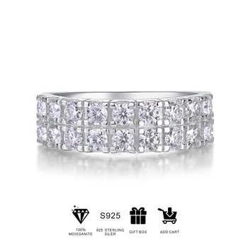 JIUZUAN GRA Certified 1.4 CT 3 mm Moissanite Diamantni Prstan za Ženske S925 Sterling Srebro Enternity Zaročni Prstani Poročni Bend