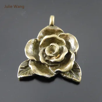 Julie Wang 3pcs Čare Antično Bronasto Stari Rose Cvet Obliko Ročno izdelan Obesek Visi Obrti