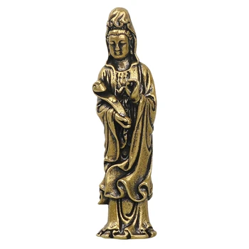 Miniaturni Buda Guan Yin Bodhisattva Bron Bronasti Kip Bude za Majhne Pokrajine Dekoracijo Antično Bronasto Jedilnega