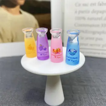 Miniaturni Sadje, Jogurt Steklenico Pisane Miniaturni Mleko Steklenice z Realistično Sadje, Jogurt Modeli za Diy Lutke Dekoracijo