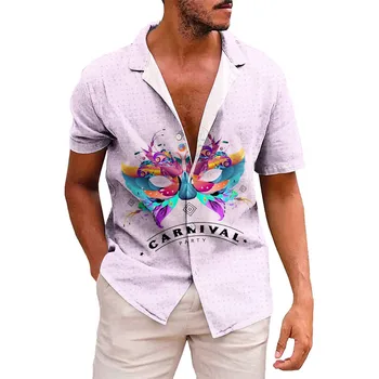 Moške 3D Karneval Digital Print Osebnosti, Priložnostne Fashion Majica Kratek Rokav Vintage moška Oblačila Retro