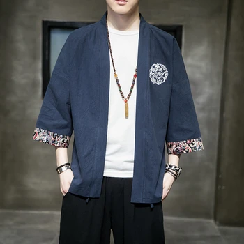 Moško Perilo Kimono Tang bo ustrezala Jopico Vrhnjih Plasti Moda Ulične Svoboden Moški Jopiči Priložnostne Suknji Hanfu moški Plašč Nova