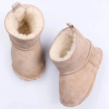 Otroška Malčka Čevlji Zgosti Ovčje kože Integrirano Toplo Non-slip Mehka Podplatom Pozimi Otrok Sneg Škornji