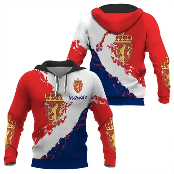 Po meri Ime Norveška Emblem Unisex Hoodies Ohlapen Pulover Moda za Moške Jopice Fant Športna Oblačila Prevelik Ulične