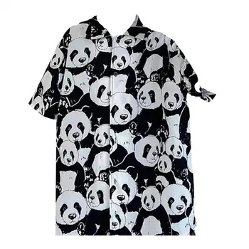Poletna Majica za Moške Poletne Panda Tiskano Majico Priložnostne Ohlapno Fit Ulične Mode Tee za Plaži ali Socialne Obrabe Kratek Rokav