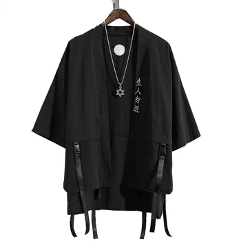 Poletne Moške Haori Jopico Kimono Rokavi Samurai Japonski Oblačila in Plašče Svoboden Yukata Srajce Ulične kimono Vrhovi