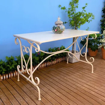 Prostem mize in stoli, Nordijska retro železa mize, vrtom, balkoni, dekorativni kovin okraski, dolge mize