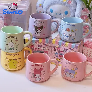 Sanrio Hello Kitty Cinnamoroll Kuromi Moja melodija risank anime preprosto keramično skodelico girly srce, velike zmogljivosti, mleka, skodelico kave