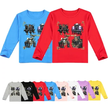 Skibidi Wc 2023 otroških Modnih Oblačil Monitor Wc Človek Tiskanja Priložnostne Anime Dolg Rokav T-Shirt za Fante in Dekleta