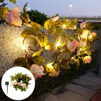 Solarna LED Pravljice Luči Niz Luči, Umetna Zelena Listna Cvet Poročno Dekoracijo Stranka Luči, Božični Okraski za Dom