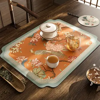 Ustvarjalne Camellia Čaj Tabela Mat Dnevna Soba Retro Čaj Pladenj Pravokotne Vpojne Čaj Mat Gospodinjstvu Namizni Okras Upscale Blazine