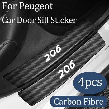 Za Peugeot 206 Avto Ogljikovih Vlaken Prag Zaščitnik Proti Trenja Tablice Vrata Polico Nalepke Avto Zunanja Dekoracija Dodatna Oprema