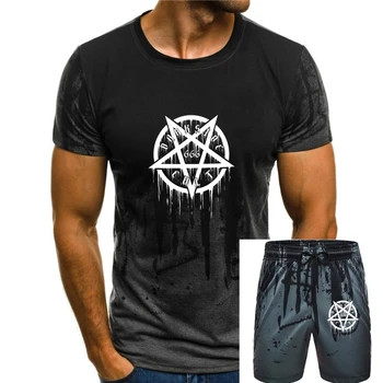 majica s kratkimi rokavi Moški Pentagram 666 Kaplja Star Originalen Darkside T Shirt Nov Prihod Kratek Rokav Natisnjeni T-Shirt Črna