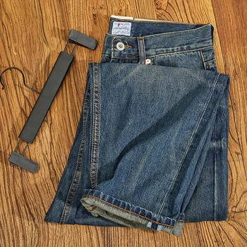 Štirje letni Časi Novi Ameriški Retro Spray Barva Denim Jeans, Moda za Moške 100% Bombaž Oprati, Da Stari Priložnostne Naravnost Ohlapne Hlače